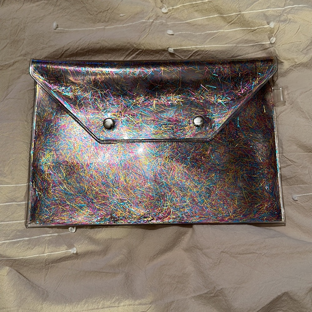 Metallic String Confetti Envelop Clutch - image 3